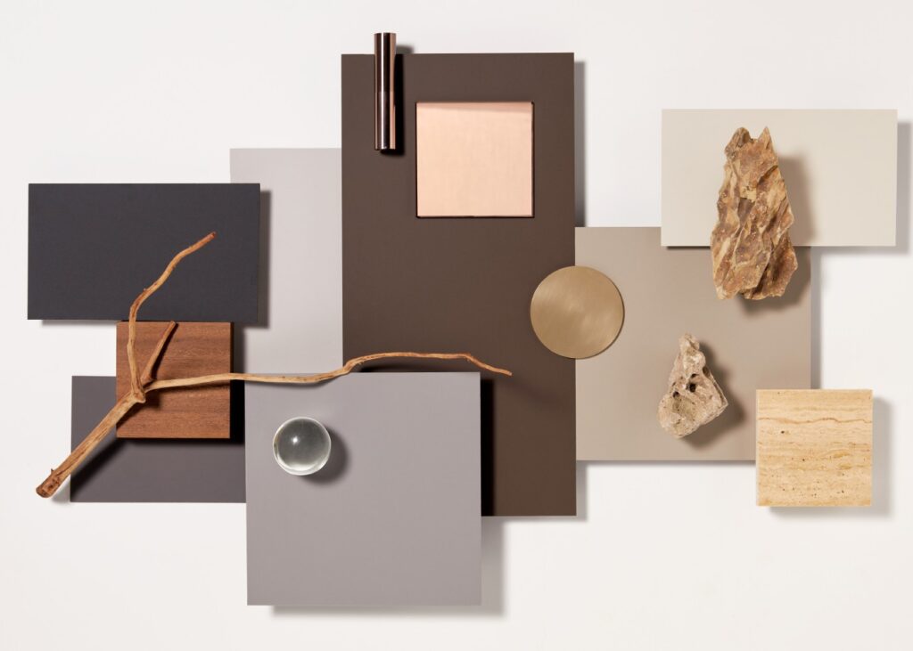 a palette of different aptico laminates in warm tones