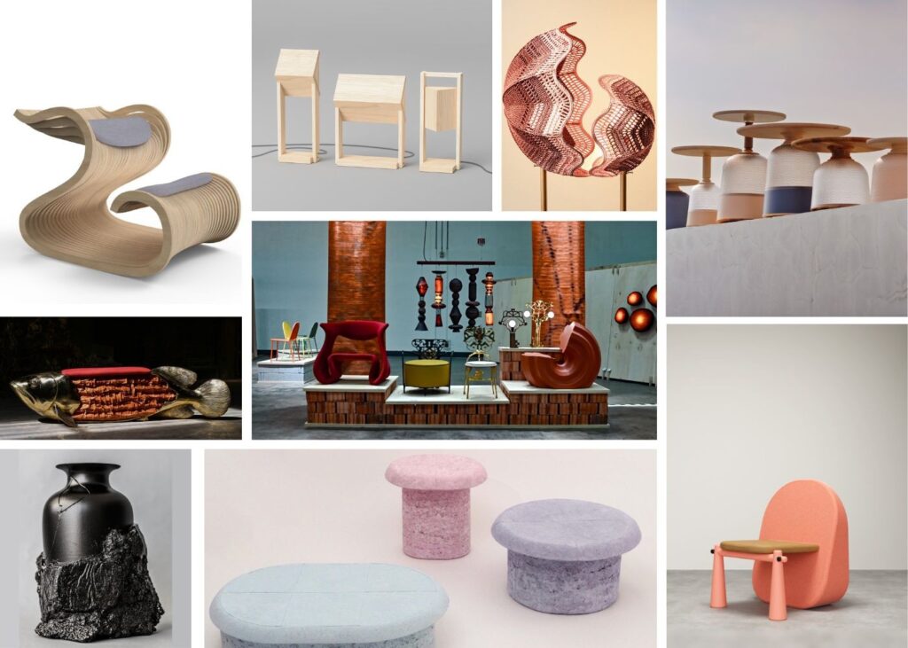 collage of designer objects