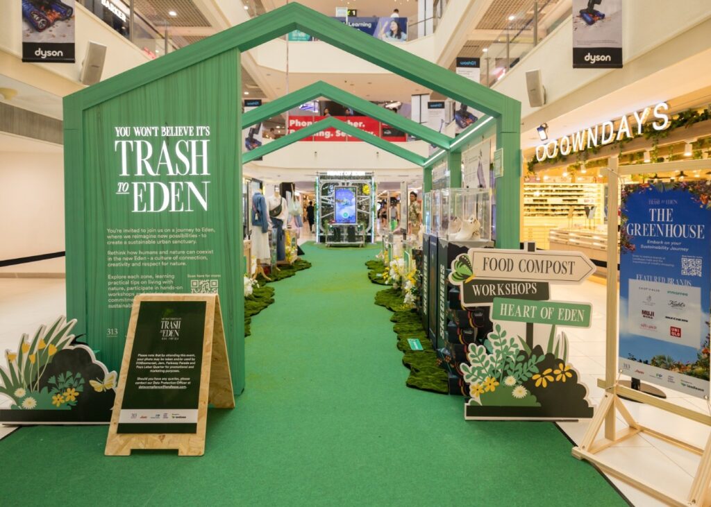 a pop up store on sustainability in the center of a mall