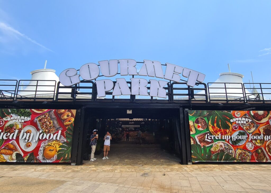 facade of a container food park in Sentosa, Singapore