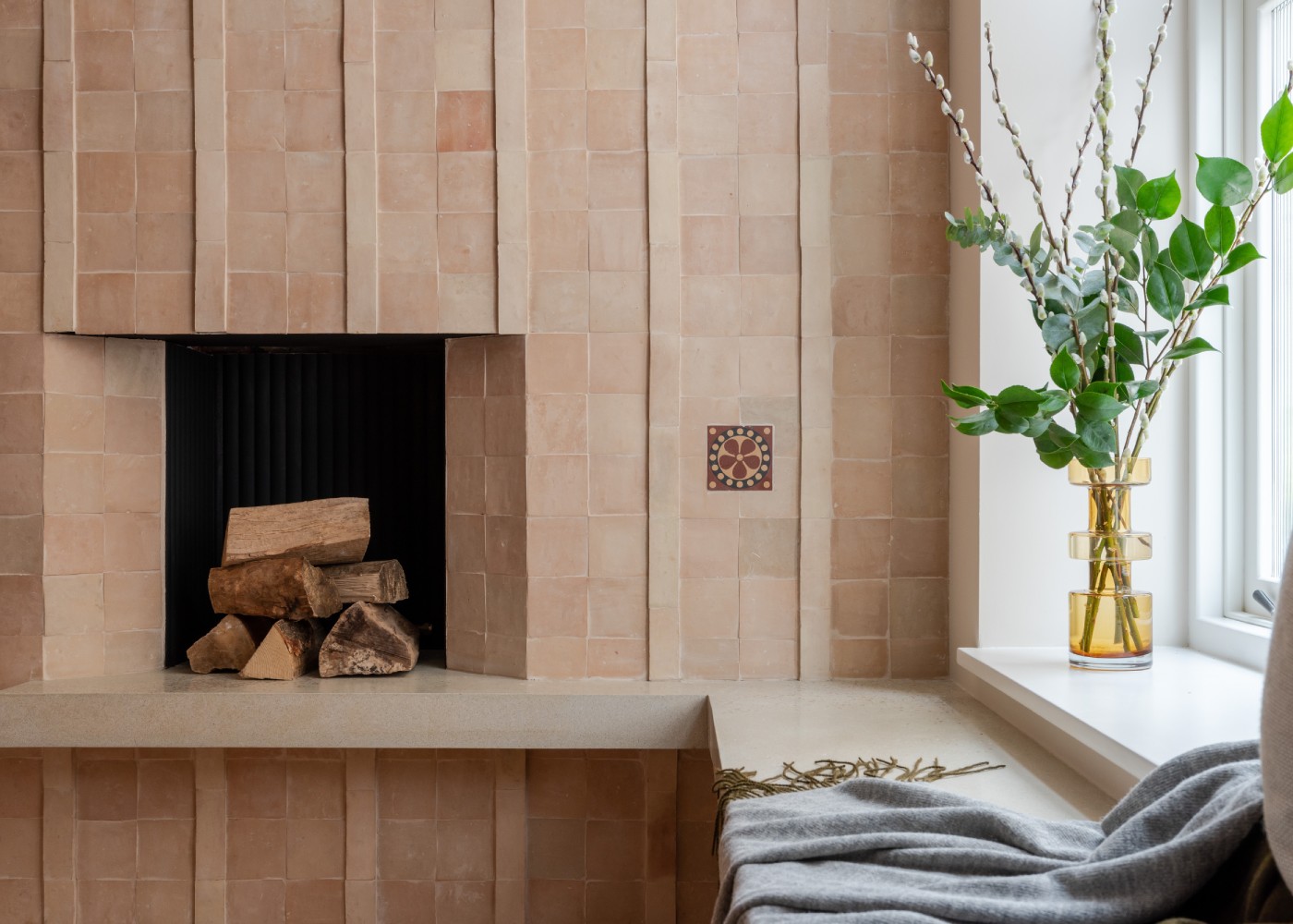 the view of a fire place in a home