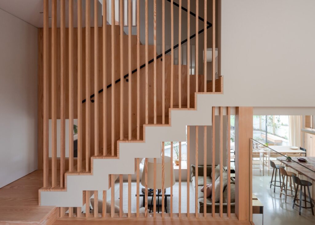 unique timber staircase in a modern London home