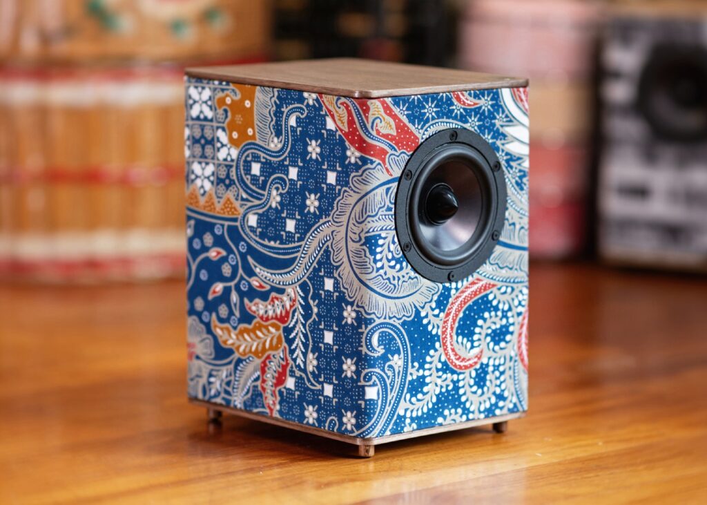 a colorful bespoke music speaker box