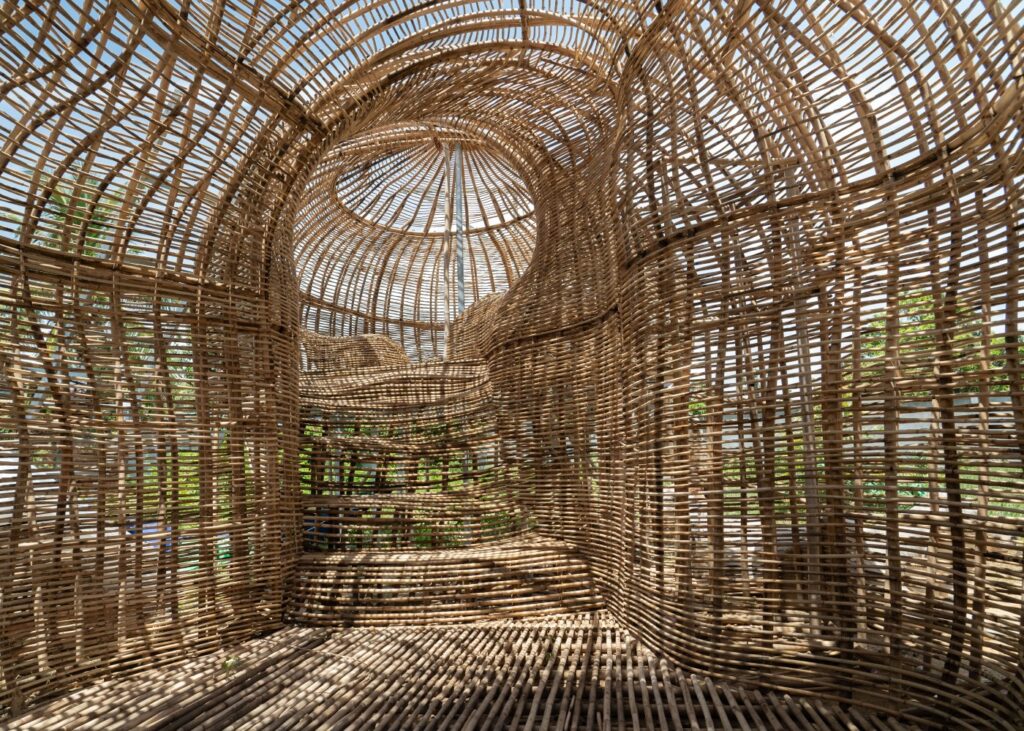 a hut made of rattan