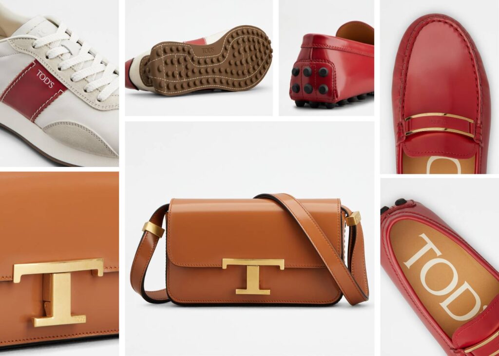 collage of shoes and bags